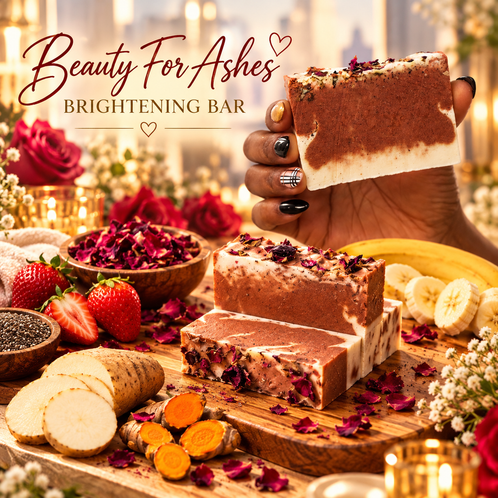 LOVEBYEMMASKINCARE Beauty For Ashes Brightening Soap Bar with a sleek packaging and a creamy, brightening formulation.