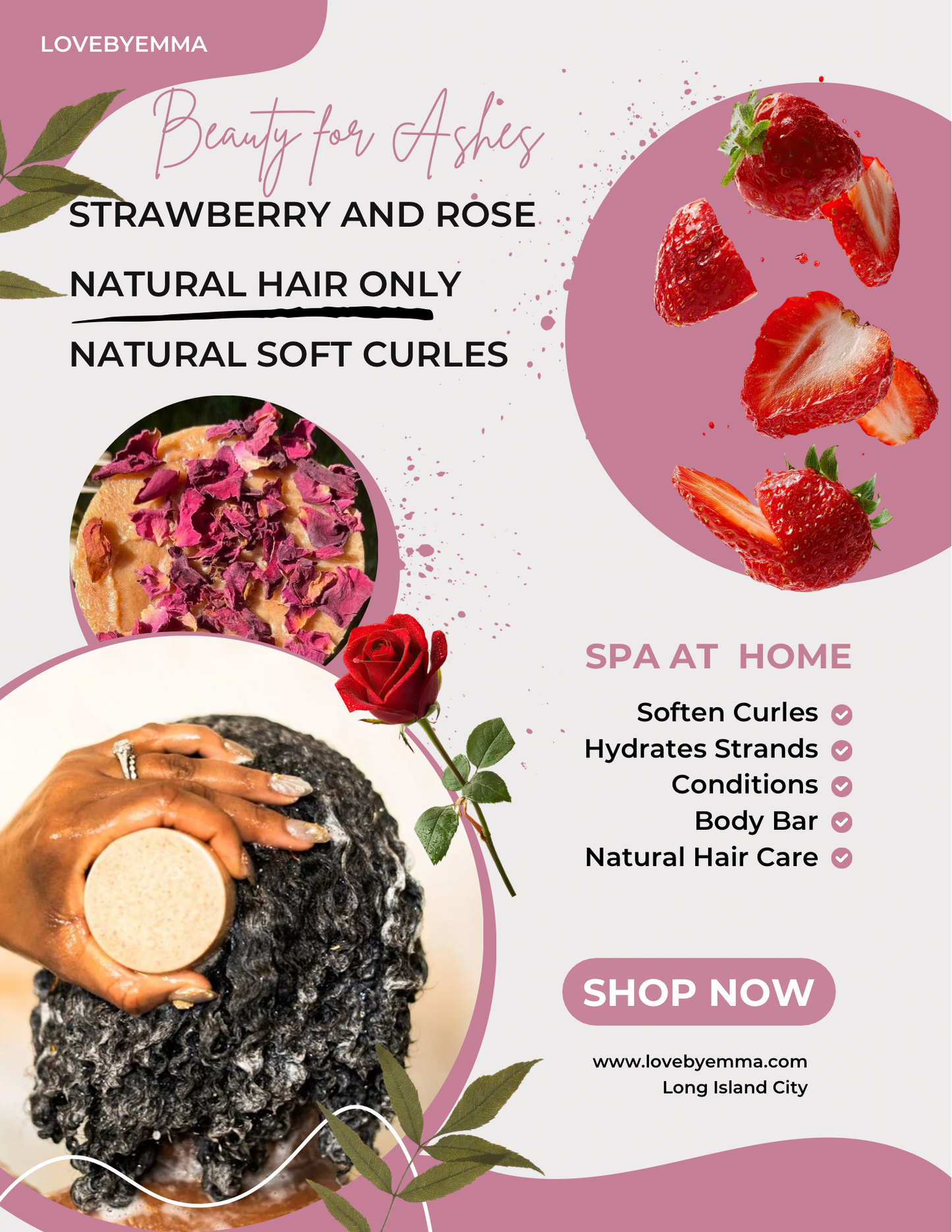 Beauty for Ashes Shampoo Bars |Strawberry and Rose (Natural Hair Only)