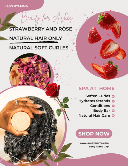 Beauty for Ashes Shampoo Bars |Strawberry and Rose (Natural Hair Only)