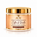 Joy Coffee & Vanilla Light Deep Conditioner bottle from LOVEBYEMMASKINCARE, showing the sleek packaging and product label.