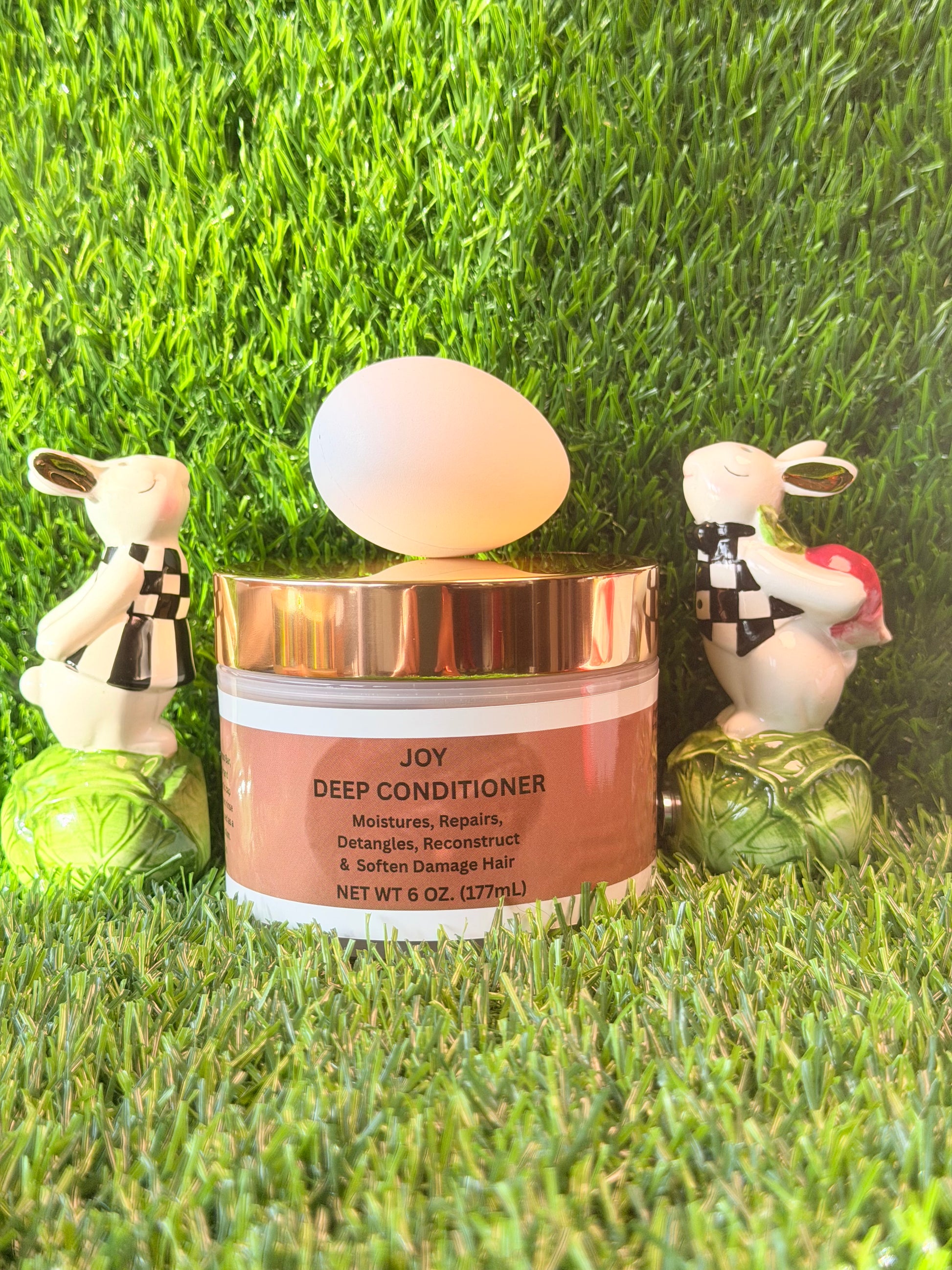 Loveyemmaskincare Joy Deep Conditioner 8oz for natural hair, showing a jar of deep conditioning treatment on a neutral background.