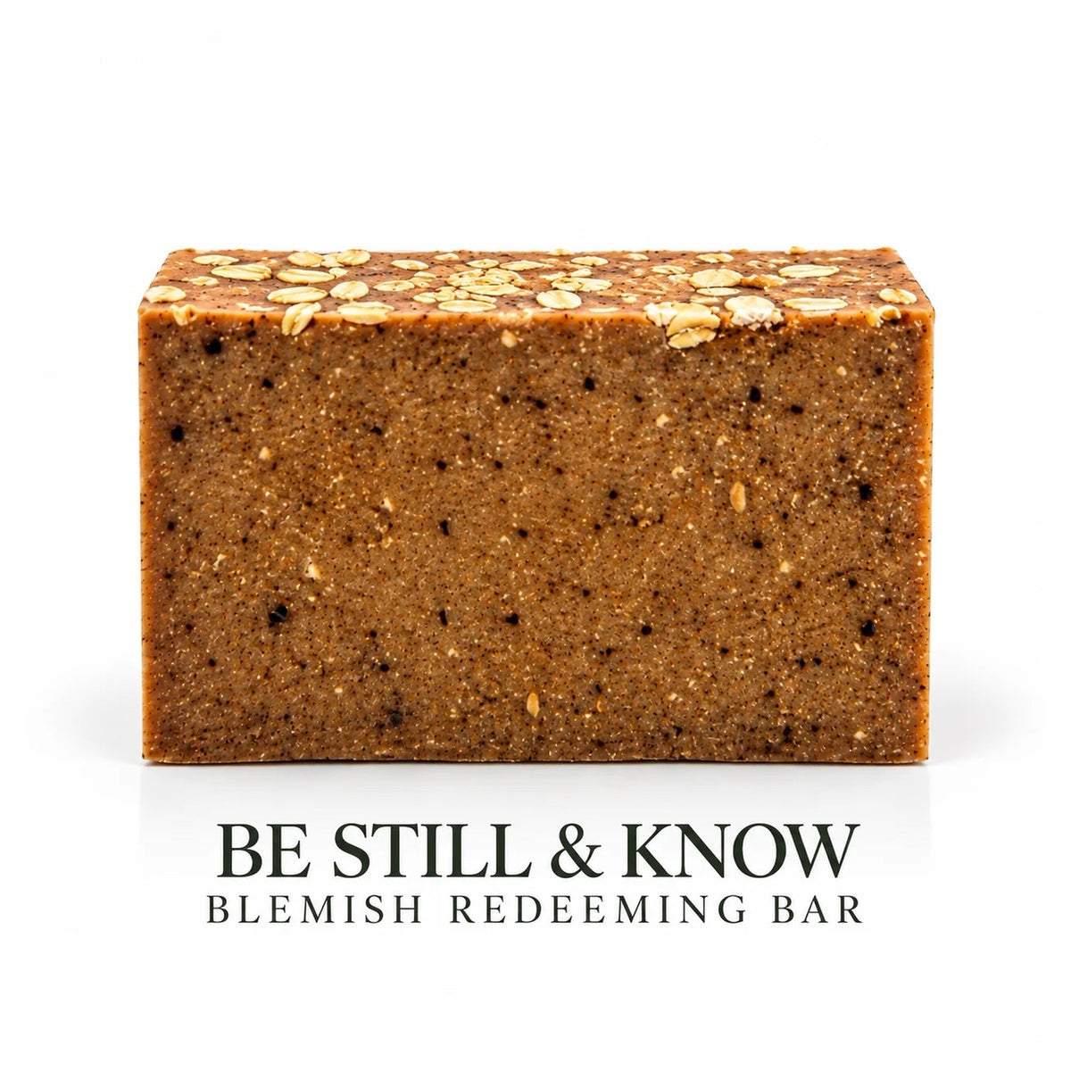 Lovebyemmaskincare Be Still & Know Blemish Redeeming Soap Bar with natural ingredients, shown in a close-up image.