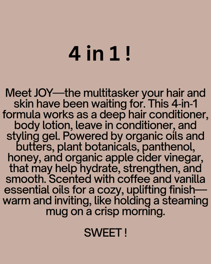 Joy Coffee and Vanilla light Deep Conditioner 8oz | Natural Hair Only