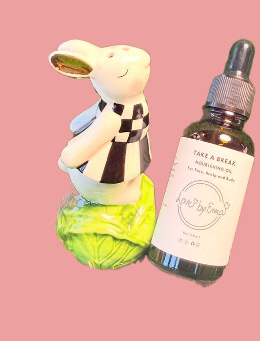 My Store "Take a Break" nourishing oil for face, scalp, and body, 1oz, suitable for dry and oily skin, with a 3D product image.
