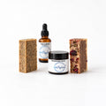 Love By Emma Eczema Soothing Skin Set with two handmade soap bars, Take A Break nourishing oil and Nourishing Balm