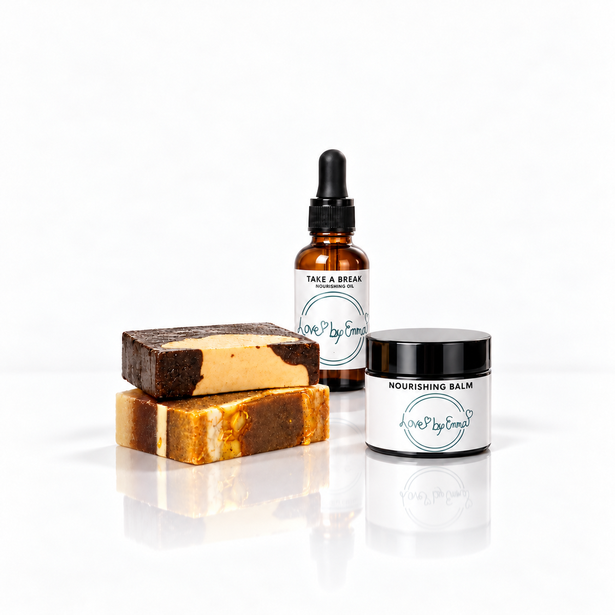 Loveyemmaskincare Ageless Grace Nourishing Soap Bar with natural ingredients, creamy texture, and elegant packaging.