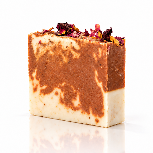 Beauty For Ashes Brightening Bar soap by LOVEBYEMMASKINCARE, showcasing the smooth, light-colored soap bar with branding on the packaging.