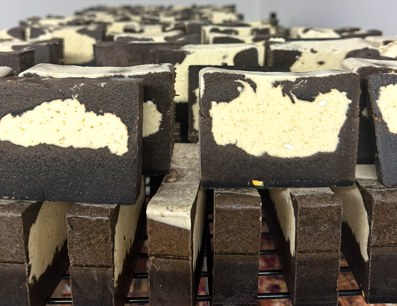 LovebyEmma JOY Gentle Exfoliate soap bar displayed, designed for dry skin with natural exfoliating ingredients.