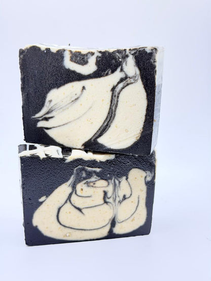 Lovebyemma JOY Gentle Exfoliate soap bar for dry skin, featuring natural exfoliants and soothing ingredients.