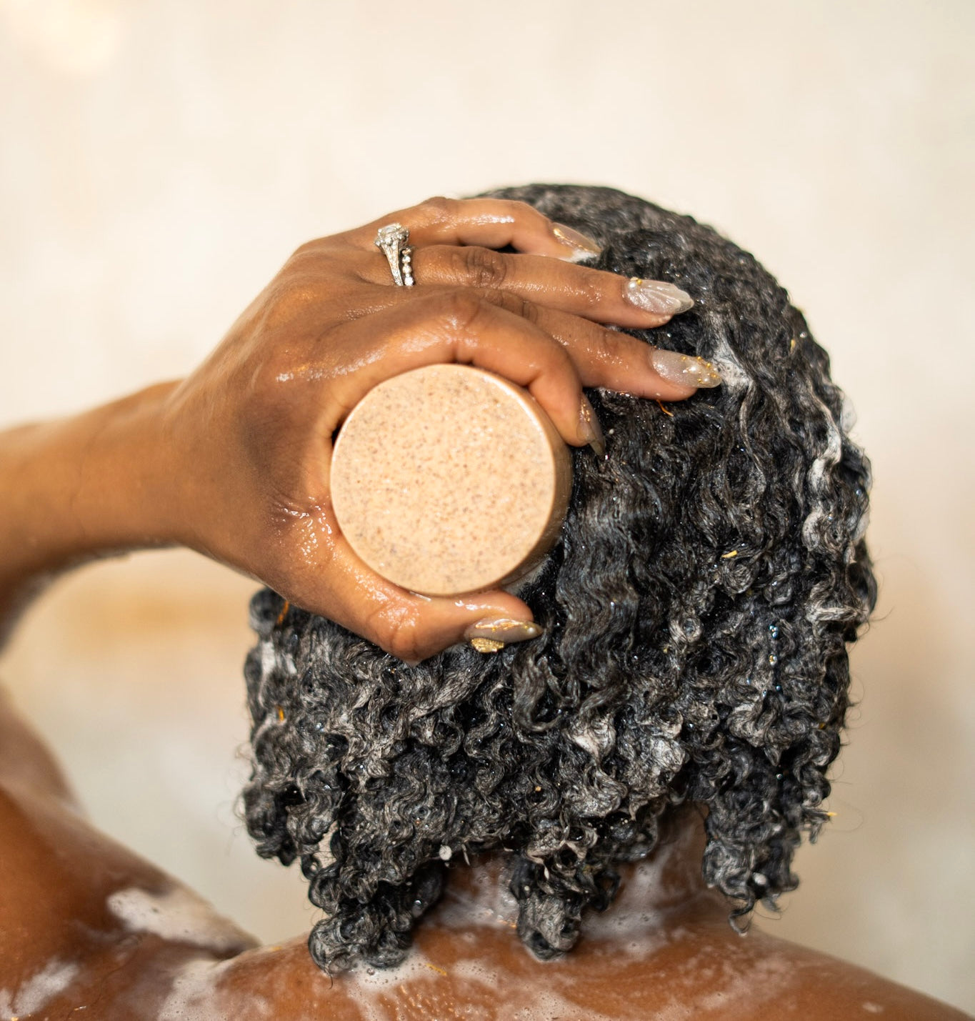 Beauty for Ashes shampoo bar by LOVEBYEMMASKINCARE for natural hair, shown in a sleek, eco-friendly package.