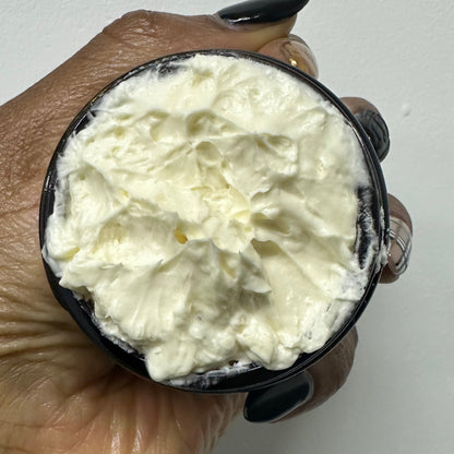 Nourishing butter for face, body, and scalp by My Store in a 2oz jar, suitable for all skin types, including dry and oily skin.